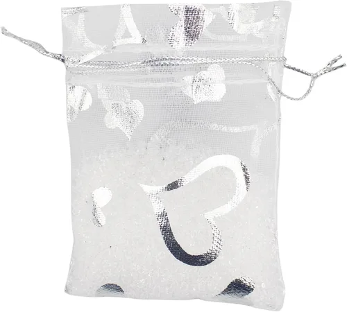 Miniatura 12 de QIANHAILIZZ Paquete de 100 bolsas de regalo de organza con forma de corazón de flores de 2.8 x 3.5 pulgadas, bolsa de regalo para dulces, bolsa