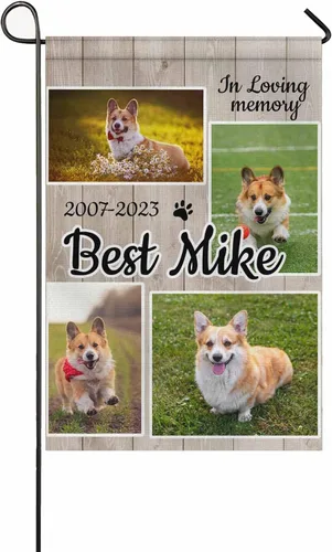 Miniatura 28 de Bandera conmemorativa personalizada para perros, banderas personalizadas con nombre de foto de mascota perdida, conmemoración para perros, Bandera