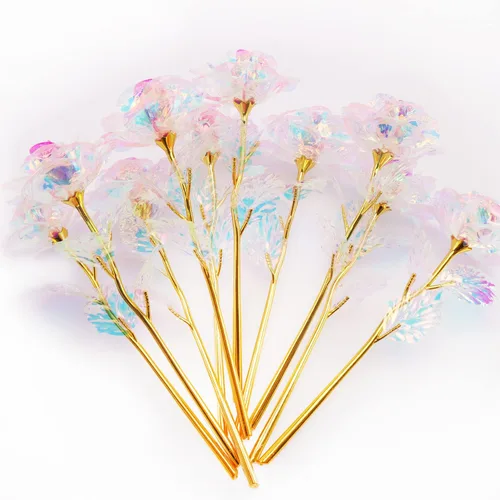 Miniatura 4 de 15 flores artificiales coloridas de 24 quilates, rosa arcoíris, rosa para siempre, el mejor regalo para el día de la madre, Acción de Gracias, día