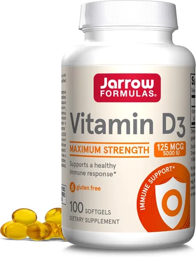 Fórmulas vitamina D3 Jarrow, 5000IU, 100 geles suaves, D5000, 1, 1