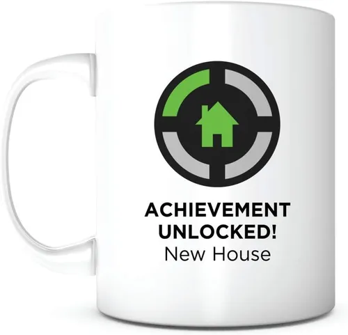 New House Achievement - Taza de cerámica de 11 onzas, regalo de inauguración de la casa, taza para el propietario de la casa de inauguración de la