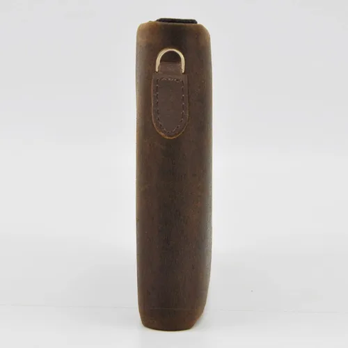 Miniatura 3 de Le'aokuu Cartera de piel auténtica para hombre 1003 con cadena a presión horizontal estándar (marrón)