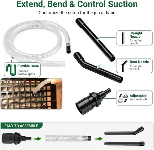Miniatura 2 de EZ SPARES Kit de fijación para hendiduras, compatible con aspiradora de 1-1/4 pulgadas, micro herramientas de limpieza para teclado, grietas