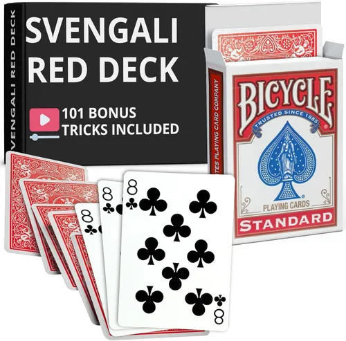 Miniatura 48 de Ted's Sterling Magic Precision Red Rider Back Bicycle Mazo Svengali con Instrucciones para 100+ Trucos (2 de Tréboles)