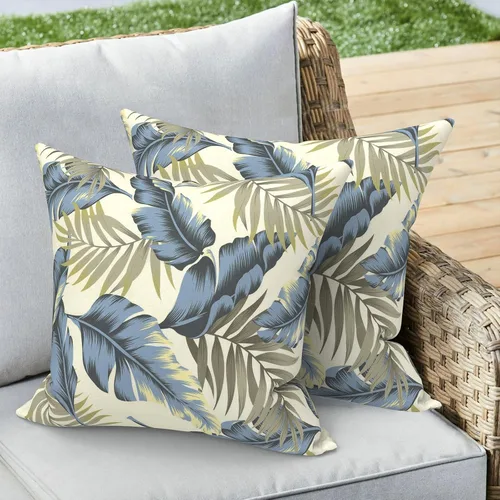 Miniatura 165 de Juego de 2 almohadas para exteriores de 16 x 16 pulgadas, repelentes al agua con interiores, para muebles de patio, hogar, jardín, geometría bohemia