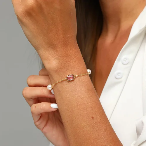 Miniatura 3 de XYJZXY Pulsera de perlas pequeñas de oro chapada en oro de 18 quilates, pulsera barroca de perlas de agua dulce para mujer, pulsera ajustable