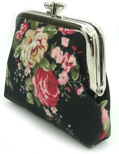 Miniatura 6 de Monedero con adorable diseño floral y hebilla bolso vintage de cierre suave
