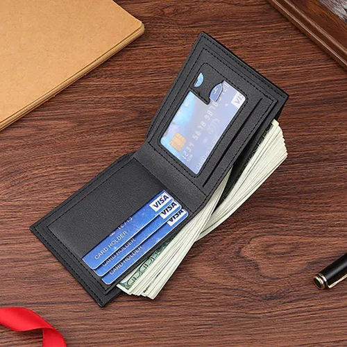 Miniatura 16 de Cartera delgada para hombre con monedero, cartera minimalista con cremallera, carteras plegables para hombre con tarjetero de crédito, cartera