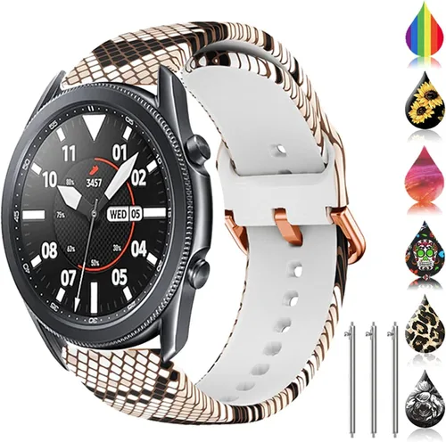 Miniatura 24 de Correa de reloj floral de 0.866 pulgadas compatible con Samsung Galaxy Watch 3 de 1.772 pulgadas/Gear S3 Frontier/Classic, correa de silicona