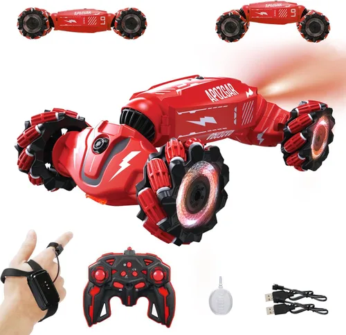 Miniatura 8 de LOOZIX Coche de Acrobacias RC Mejorado con Sensor de Gestos de Mano con Luces y Música, Coche RC de Derrape con Pulverización Controlado por Gestos