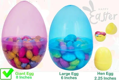 Miniatura 6 de The Dreidel Company Huevos de Pascua masivos de plástico brillante y translúcidos, perfectos para la caza de huevos de Pascua, colores surtidos
