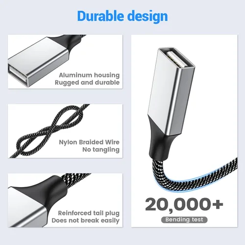 Miniatura 6 de MOGOOD USB Splitter 1 in 4 Out, 6FT Braided USB Extension Cable, 4 Port USB Hub for Data Sync and Charging, Plug & Play for Laptop, PC, Mac, Xbox
