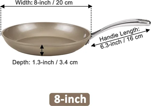 Miniatura 2 de Sartén de Cooks Standard, antiadherente de cerámica con anodizado duro, sartén clásica de 8 pulgadas para huevos y omelettes, con mango de acero