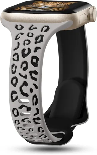 Miniatura 10 de CreateGreat Correas Delgadas con Grabado de Leopardo Compatibles con Apple Watch de 41mm 40mm 38mm 49mm 46mm 45mm 44mm 42mm para Mujeres, Correa