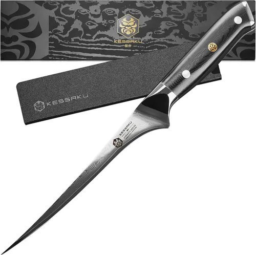 Miniatura 13 de KESSAKU Nakiri Cuchillo – 7 pulgadas – Serie Damascus Dynasty – Cuchillo asiático para verduras – Cuchillo de cocina afilado – Acero inoxidable