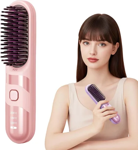 Miniatura 10 de Go Brush 2026 actualizado negativo, cepillo alisador de cabello inalámbrico, cepillo alisador portátil para viajes, alisador de pelo de viaje