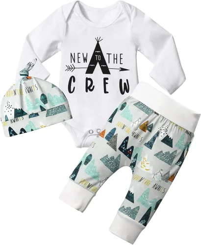 Miniatura 32 de Conjunto de 3 piezas de ropa para bebé y niño, manga de tatuaje, mameluco divertido y pantalones