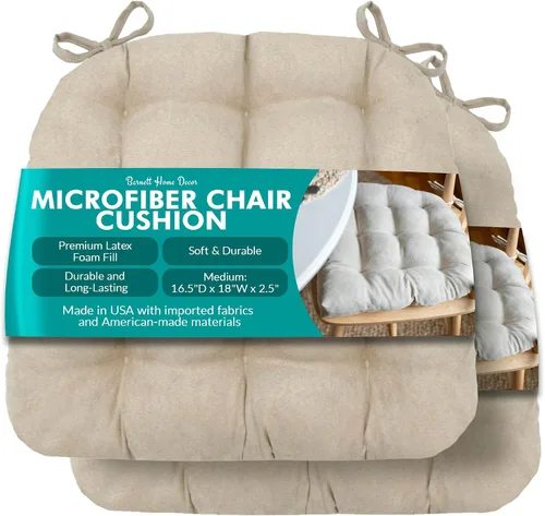 Miniatura 18 de Barnett Almohadilla para silla de comedor con lazos. Gamuza microfibra, microgamuza, reversible, relleno de espuma de látex, se puede lavar a Negro