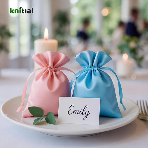 Miniatura 4 de Knitial Bolsas de regalo de satén amarillo dorado de 4 x 6 pulgadas, joyas, bolsas de cordón para regalos de boda, baby shower, Navidad, 50