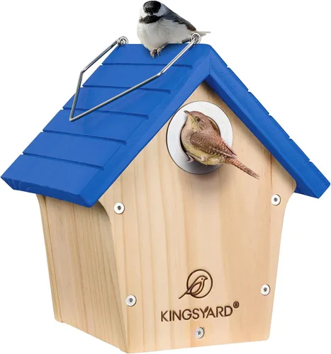 Miniatura 8 de Kingsyard Casa de Pájaros de Madera con Protección contra Depredadores, Nido para Gorrión para Exteriores, Caja de Nido de Jardín y Patio