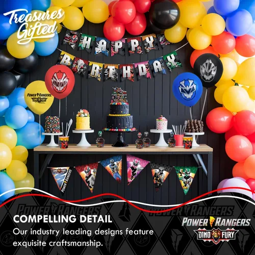 Miniatura 4 de inchTreasures Gifted - Decoración para tartas con licencia oficial de los Power Rangers, suministros para fiesta de cumpleaños de Power Rangers