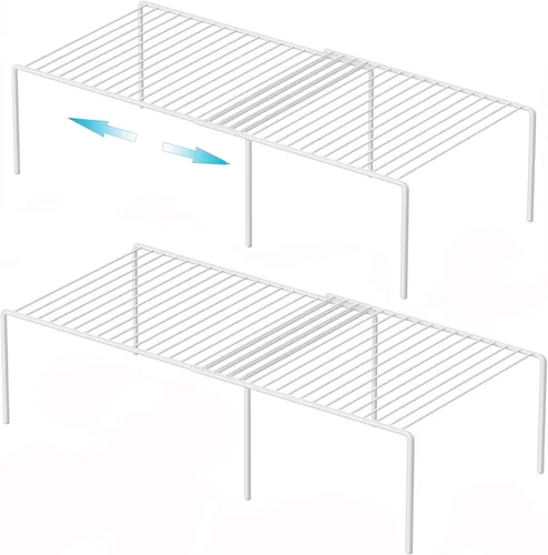 Miniatura 9 de iPEGTOP Estante de almacenamiento expandible para gabinete de congelador, 2 piezas a prueba de óxido, organizador de cocina ajustable, estante