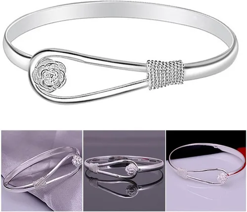 Miniatura 5 de Pulseras de plata de ley 925, pulseras de moda vintage para parejas, diseño ondulado, pulseras de fiesta