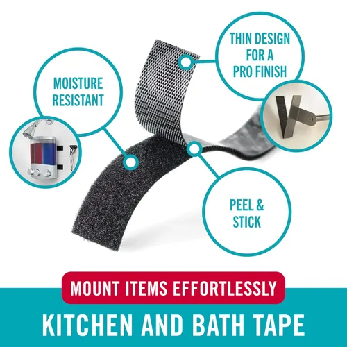 Miniatura 2 de VELCRO Brand Cinta de montaje de cocina y baño. Resistente a la humedad para instalar accesorios de ducha y decoración de baño. Rollo resistente