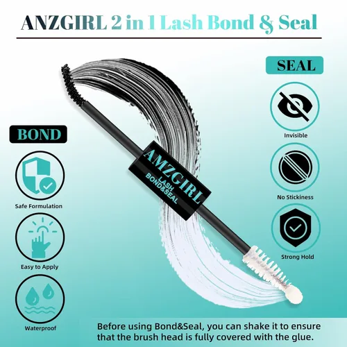 Miniatura 3 de Pegamento y Sellado de Pestañas AMZGIRL LASH - Pegamento para racimos de pestañas con varita de rímel, 10 ml, larga duración 72 horas, pegamento