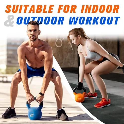 Miniatura 6 de RitFit Pesa rusa de hierro fundido sólido con revestimiento de neopreno, 5, 10, 15, 20, 25, 30, 35, 40, 45, 50 libras, ideal para entrenamiento