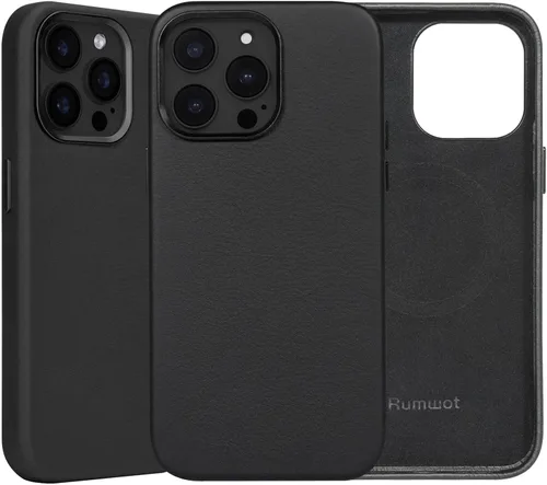 Miniatura 8 de Funda de cuero genuino para iPhone 13 Pro, cuero de grano completo, compatible con MagSafe y carga inalámbrica, bisel de la cámara con botones