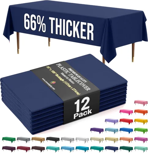Miniatura 49 de Exquisite 66% Thicker Premium Plastic Table Cloth Rectangle Table Cover 0.5 Mil 6 Pack Aqua Table Cloth 54 Inch x 108 Inch Disposable Tablecloth