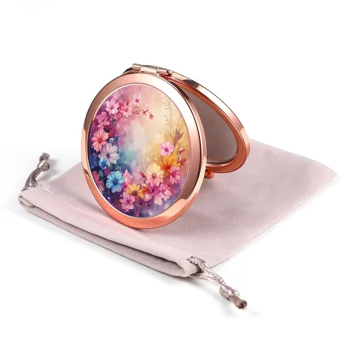Miniatura 16 de Espejo Compacto Oro Rosa Espejo de Maquillaje Mini Espejo de Bolsillo Plegable Espejo de Mano Portátil de Doble Cara 2x 1x Aumento para Mujeres