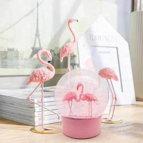 Miniatura 6 de Globo de nieve de flamenco rosa, globos de nieve de 100 mm para niñas, globos de nieve decorativos para decoración del hogar, cumpleaños