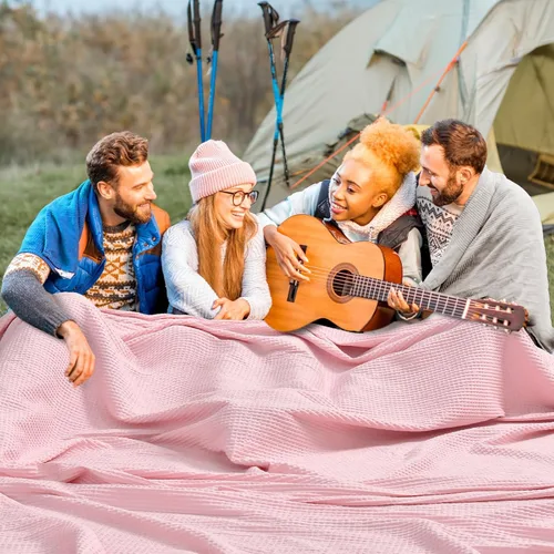 Miniatura 70 de PHF - Manta de punto gofre 100% de algodón tamaño king para cama, cobija ligera transpirable a prueba de engancho, ideal para acolchado en climas