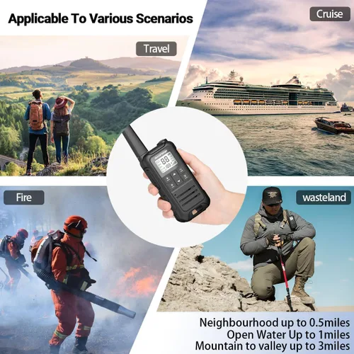 Miniatura 9 de Walkie Talkies de Largo Alcance Recargables para Adultos, Baofeng F22 FRS Radio Walky Talky Walkie-Talkie Familiar con Linterna Batería de 1400 mAh