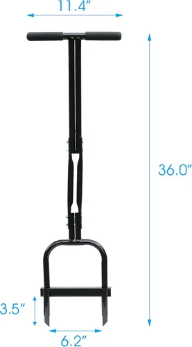 Miniatura 7 de Gardzen Aireador de césped de dientes huecas de mano, aireador resistente para suelos y césped compactos, 35 x 11 pulgadas, color negro
