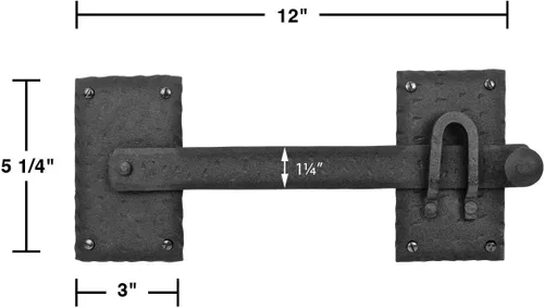 Miniatura 5 de Renovators Supply Manufacturing Pestillo de portón negro de hierro forjado juego 4 pulgadas x 6 3/8 pulgadas