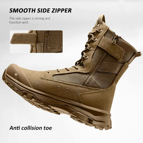 Miniatura 4 de Coostar Botas tácticas para hombre, ligeras, botas de combate militar, botas de trabajo con cremallera lateral, botas de motocicleta, para Coyote