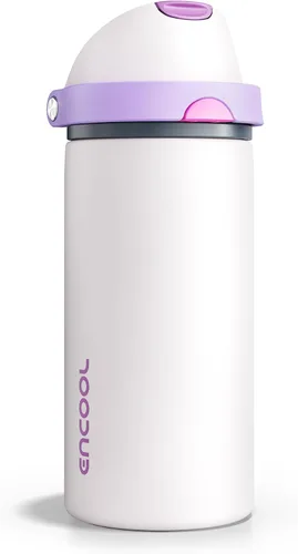 Miniatura 76 de ENCOOL Botella de agua aislada con popote, botella de agua de acero inoxidable con tapa de botón, a prueba de fugas y sin BPA, mantiene el frío Atún