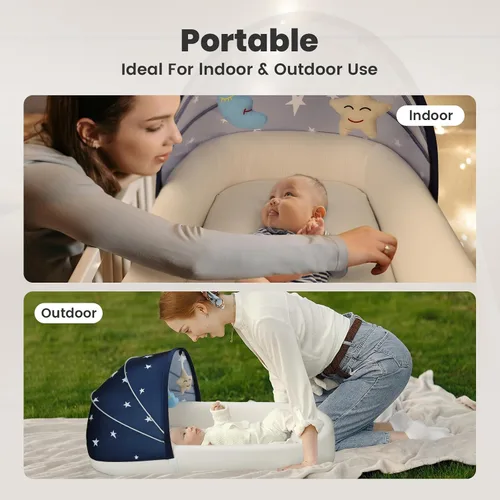 Miniatura 4 de Cuna portátil para bebé, moisés de viaje para recién nacidos y bebés, adecuado para transporte en interiores y exteriores, ligero, plegable