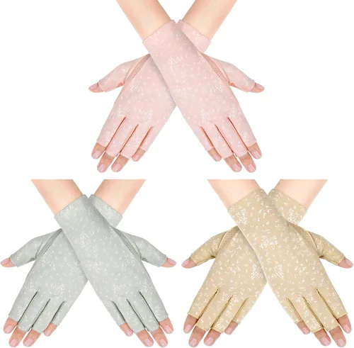 ONESING 3-4 Pairs Sun Gloves for Women UV Protection Driving Gloves Non Slip Summer Sun Protection Gloves for Women Outdoor