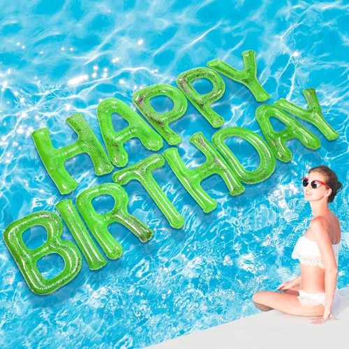Shappy Globos flotantes grandes de letras flotantes de 20 pulgadas con puntos adhesivos, decoraciones inflables de piscina para fiesta de cumpleaños