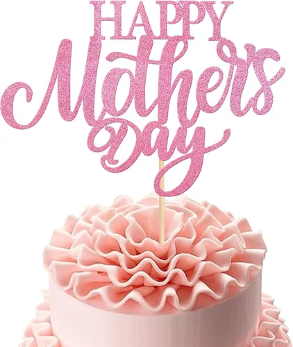 Miniatura 31 de Rsstarxi 1 paquete de decoración para pastel con flores de purpurina con doble corazón Love Mom Best Mom Best Mom Cake Pick Decoraciones para feliz
