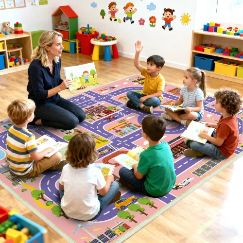 Miniatura 16 de Alfombra de juego para niños, alfombra educativa de 31 x 48 pulgadas, alfombra antideslizante de la vida urbana, alfombra de aprendizaje para niños