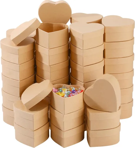 Geyee 24 cajas de papel en forma de corazón, caja de regalo con tapa de 3.9 pulgadas, cartón de anidación de bricolaje para decoupaging pintura,