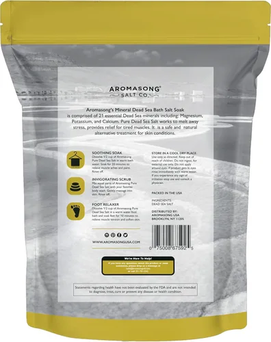 Miniatura 7 de Aromasong Sal del Mar Muerto – Sal de baño de spa – 19 libras de grano fino a granel – 100% pura – Mejor absorción que la sal de Epsom – Remojar