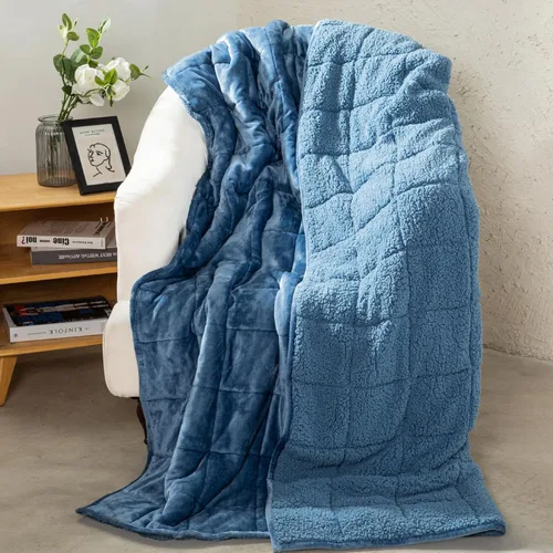 Miniatura 16 de Aemicion Manta con peso para niños de 7 libras, tamaño individual de 41 x 60 pulgadas, cómoda, suave y esponjosa Sherpa, manta pesada para niños