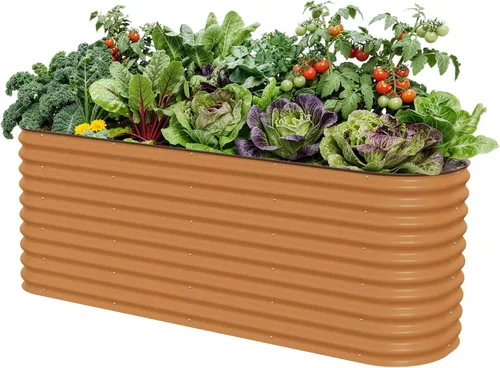 Miniatura 28 de Vego garden Jardinera elevada redonda de 32 pulgadas de alto y 42 pulgadas para jardín, para verduras, flores, patio, gris moderno