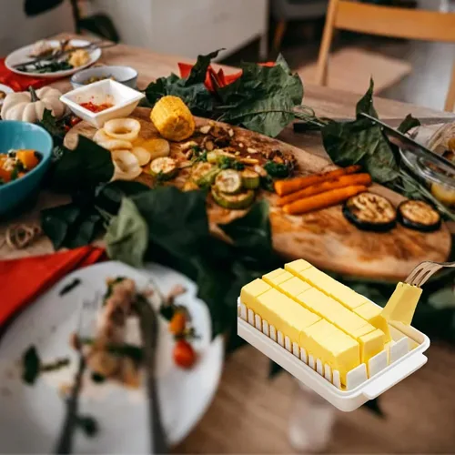 Miniatura 6 de Mantequillera con tapa, recipiente de mantequilla transparente para refrigerador y encimera, caja de corte de mantequilla, bandeja de mantequilla